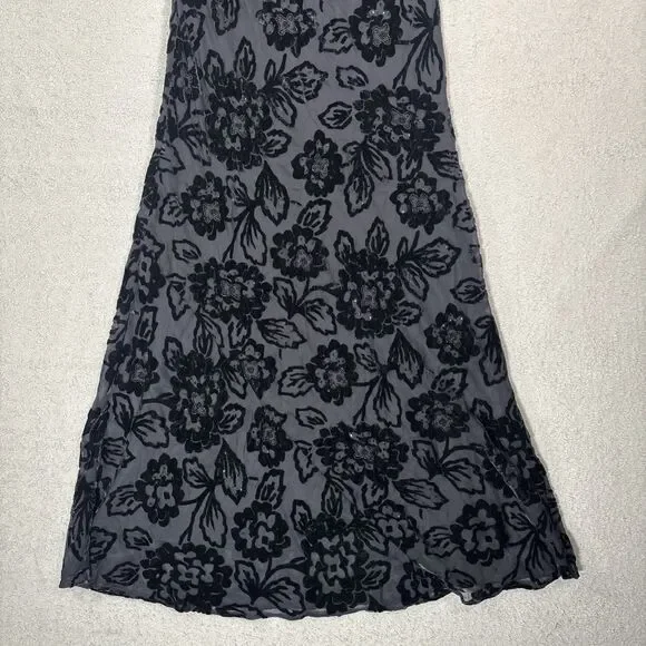 Eva Blue Size S Maxi Velvet Burnout Dress Whimsigoth Gothic Vamp Dark Fairy 90s - Picture 4 of 16